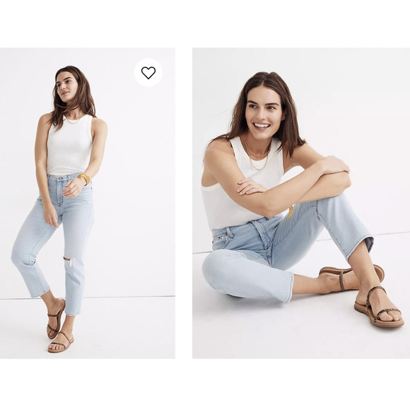 Madewell Light Wash Distressed knee Mid Rise Classic Straight sz 28 - Picture 1 of 12